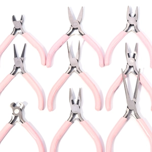 8pcs pink mini precision jewelry plier set made of polished stainless steel for DIY craft