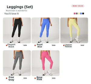 Leggings de yoga sans couture taille haute en noir, bleu, jaune, gris et rose vif