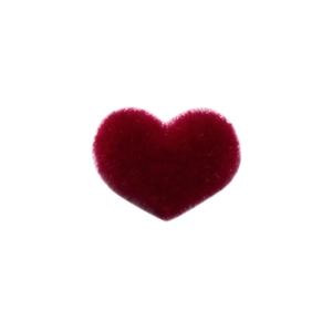 3D flocked heart nail art charm in deep red with a soft velvet texture for manicure