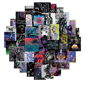 40Pcs Harajuku Acid Graphic stickers with cyberpunk and futuristic abstract designs for decor