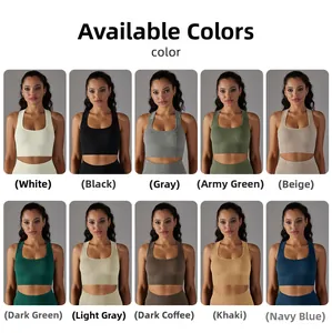 Grille détaillée montrant dix couleurs pour le soutien-gorge de sport en tricot sans couture