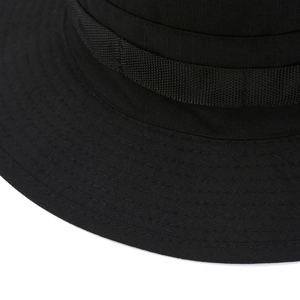 Outdoor black tactical boonie hat with ripstop fabric texture and reinforced stitching