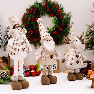 Telescopic Christmas plush figurines set featuring Santa, Snowman and Reindeer ornaments