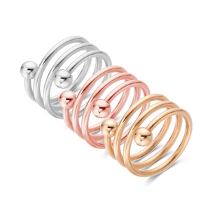 Multi Layer Wrap Spiral Open Ring Stainless Steel Geometric Beads Retro Exaggerated Statement Jewelry For Women
