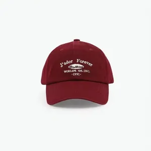 Classic burgundy cotton baseball cap with 1991 embroidery and breathable soft top