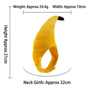 Banana pet headwear dimensions showing height of 21cm and width of 10cm
