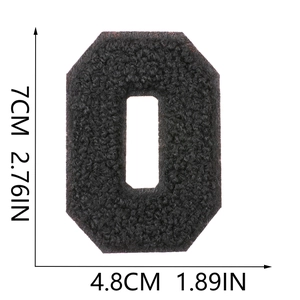 Detailed measurement showing 7cm height of black chenille letter embroidery patch