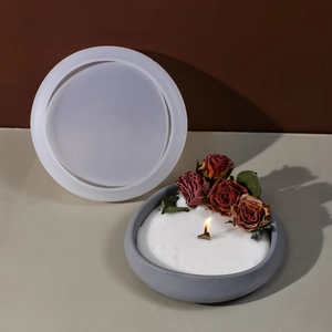 Molde de silicona para bandeja ondulada con vela aromática de rosa y mecha de madera