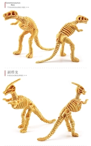 Detailed fossil texture of Tyrannosaurus Rex and Parasaurolophus skeleton toy models