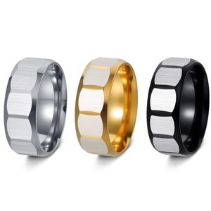 Geometric Faceted Ring Stainless Steel Brushed Matte Industrial Simple Fashion Jewelry For Men
