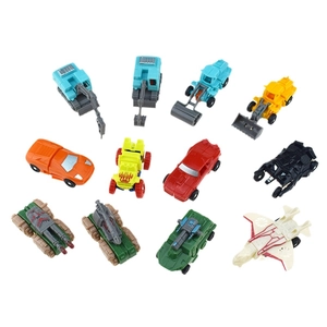 11-piece transforming construction vehicle and tank robot toy set for kids in multi-colors