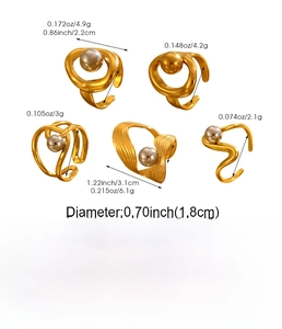 Detailed size and weight specifications for geometric hollow stainless steel open rings