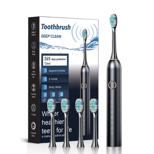 Smart sonic electric toothbrush set with 6 modes and 4 DuPont soft bristle replacement heads