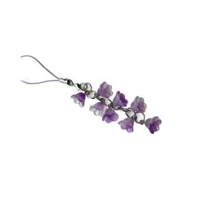 Pendentif muguet violet avec pétales en résine mate et anneaux en métal argenté