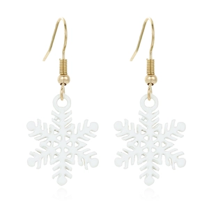 Sparkling white and gold snowflake earrings with diamond accents for festive holiday wear