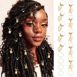 Anneaux de Tresse en Alliage Doré Bohème Avec Breloques Tortue Coquillage Künstliche Perle pour Femmes Accessoires de Dreadlock Bijoux