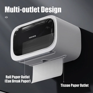 Wall-mounted waterproof tissue box with transparent window and multi-outlet design