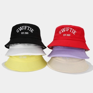 Unisex Cotton Canvas Bucket Hat With Letter Embroidery Breathable Sun Protection Fashion Outdoor Cap