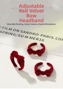 Detailed view of adjustable bow rings with burgundy flocking texture on a white background