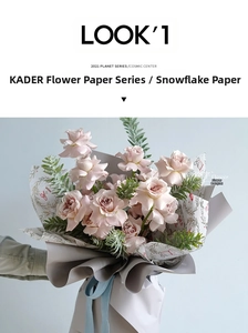 Close-up of Morandi grey-purple snowflake paper wrapping a bouquet of purple roses