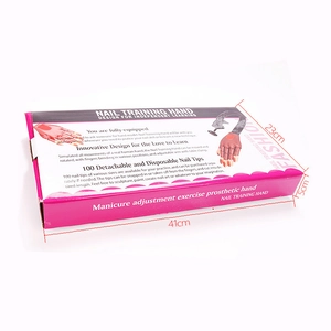 Detail of professional nail training hand packaging box with dimensions 41x23x7.5cm