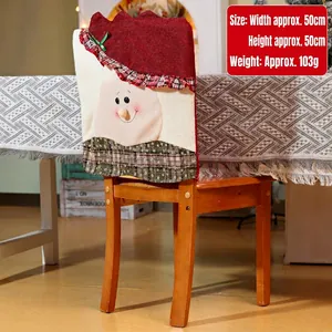 Details zur Weihnachtsstuhlhose mit rotem Sackleinen und grünem Karo-Schneeflockenmuster