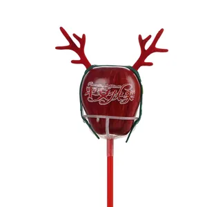 Christmas apple bouquet holder set with red reindeer antlers and decorative base stand