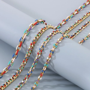 Colorful enamel and gold plated titanium steel necklaces with vibrant dopamine style links