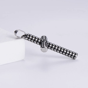 Retro stainless steel cross pendant with matrix texture pattern for men and women