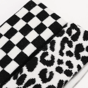 Elastic knitted leopard and checkerboard pattern headbands for fitness and sports