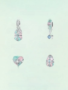 Selection of S925 sterling silver Easter egg charms and rabbit beads for DIY jewelry