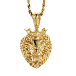 Lion King Crown Pendant Stainless Steel Hip Hop Rock Style Men Jewelry Accessory