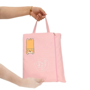 Pink cartoon A4 Oxford document bag with large capacity and durable handles