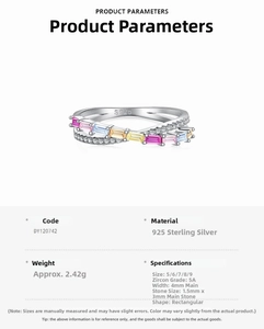 Macro shot of S925 silver ring featuring multi-colored rectangular zircons and S925 stamp