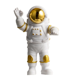 Minimalist white and gold astronaut figurine for modern desk decor and gifts