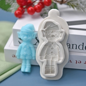 Christmas elf silicone mold for DIY cake baking and plaster crafts with finished figure