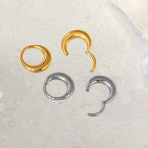 Set of four 316L stainless steel crescent septum rings in gold and silver finishes