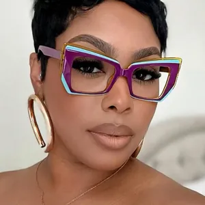 TR90 Anti Blue Light Optical Glasses Frame Irregular Geometric Cat Eye Fashion Avant Garde Eyewear For Women