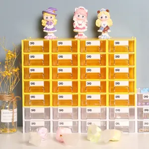 Modular storage cabinet with multi-layered transparent drawers for jewelry and parts