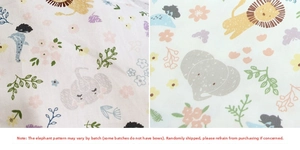 Detail comparison of two elephant print versions for children car window curtains