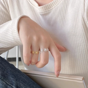 Elegant S925 sterling silver hollow flower open rings in gold and silver finishes