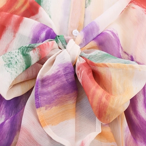 Robe sans manches pour femme à rayures colorées avec nœud de ceinture à la taille