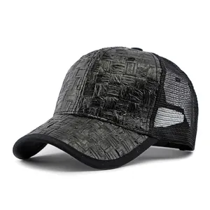 Casquette trucker noire avec panneau avant tissé à carreaux et filet respirant