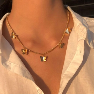 Collana Con Ciondolo A Farfalla Lega Catena Clavicola Molteplici Farfalle Gioielli Stile Minimalista Per Donne