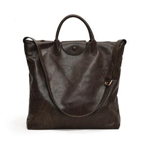 Grande borsa tote marrone vintage con manico superiore e tracolla per il pendolarismo