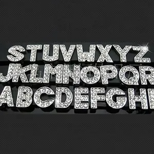 Set of 26 sparkling A-Z crystal rhinestone letter charms for DIY bracelets and crafts