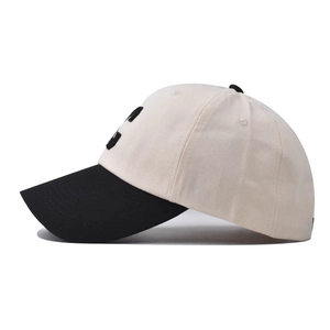 Close-up of the C letter embroidery and stitching on the washed cotton baseball cap