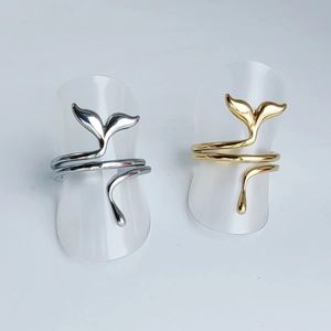 Minimalist whale tail spiral rings in gold and silver finish stainless steel