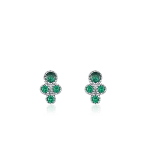 925 Sterling Silber Ohrstecker Mit Grüner Smaragd Zirkon Kleeblatt Geometrische Mini Elegante Mode Schmuck Für Damen