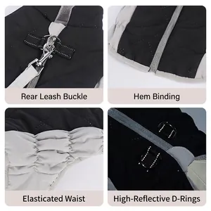 Dikke waterdichte hondenhond met D-ring, elastische taille en reflecterende veiligheidsstrips